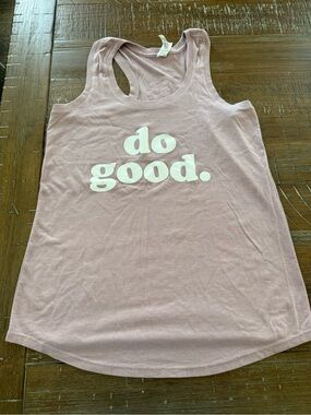 3/$10 District Women's Light Pink 'do good.' Racerback Tank